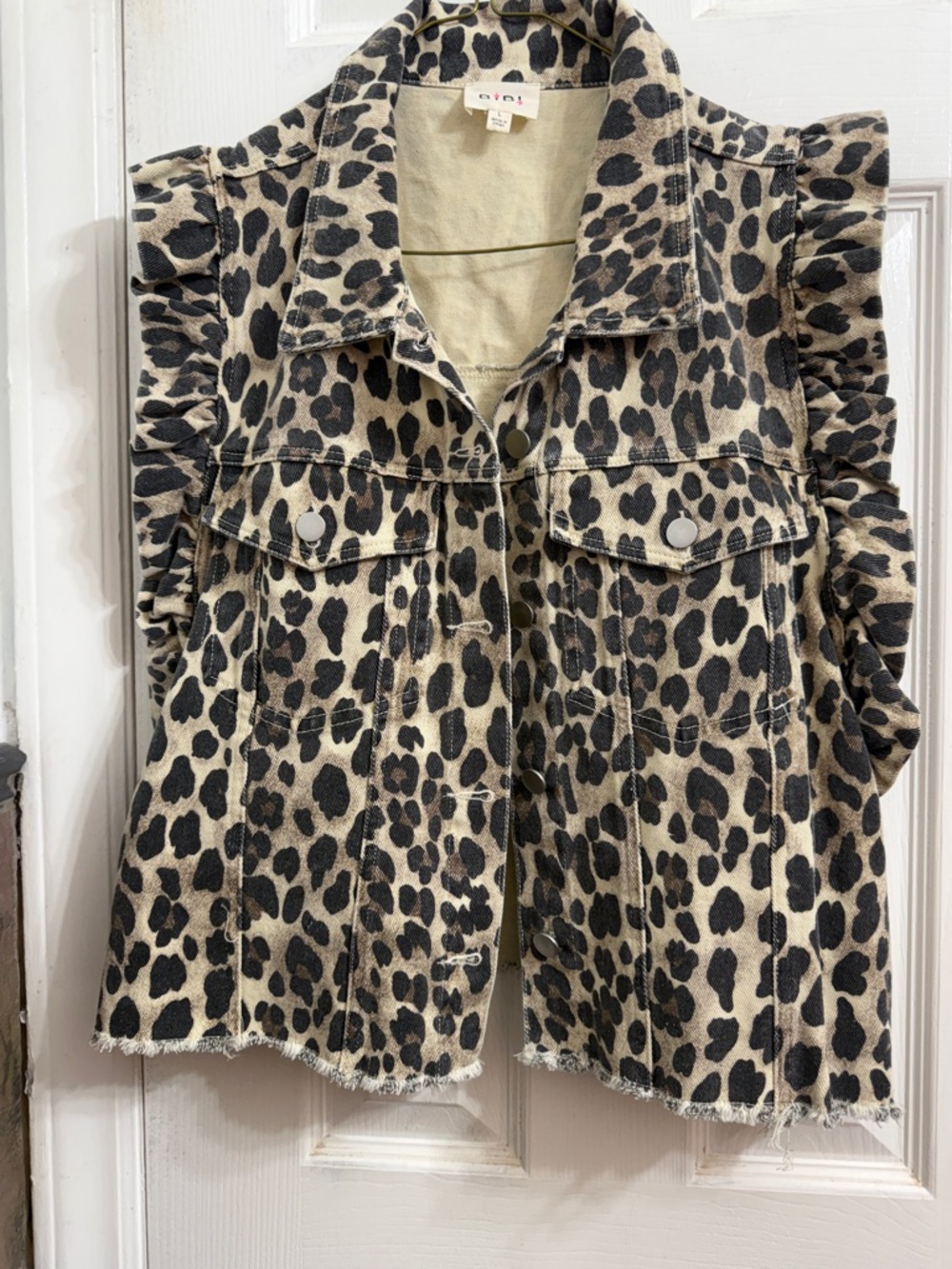 Leopard denim vest